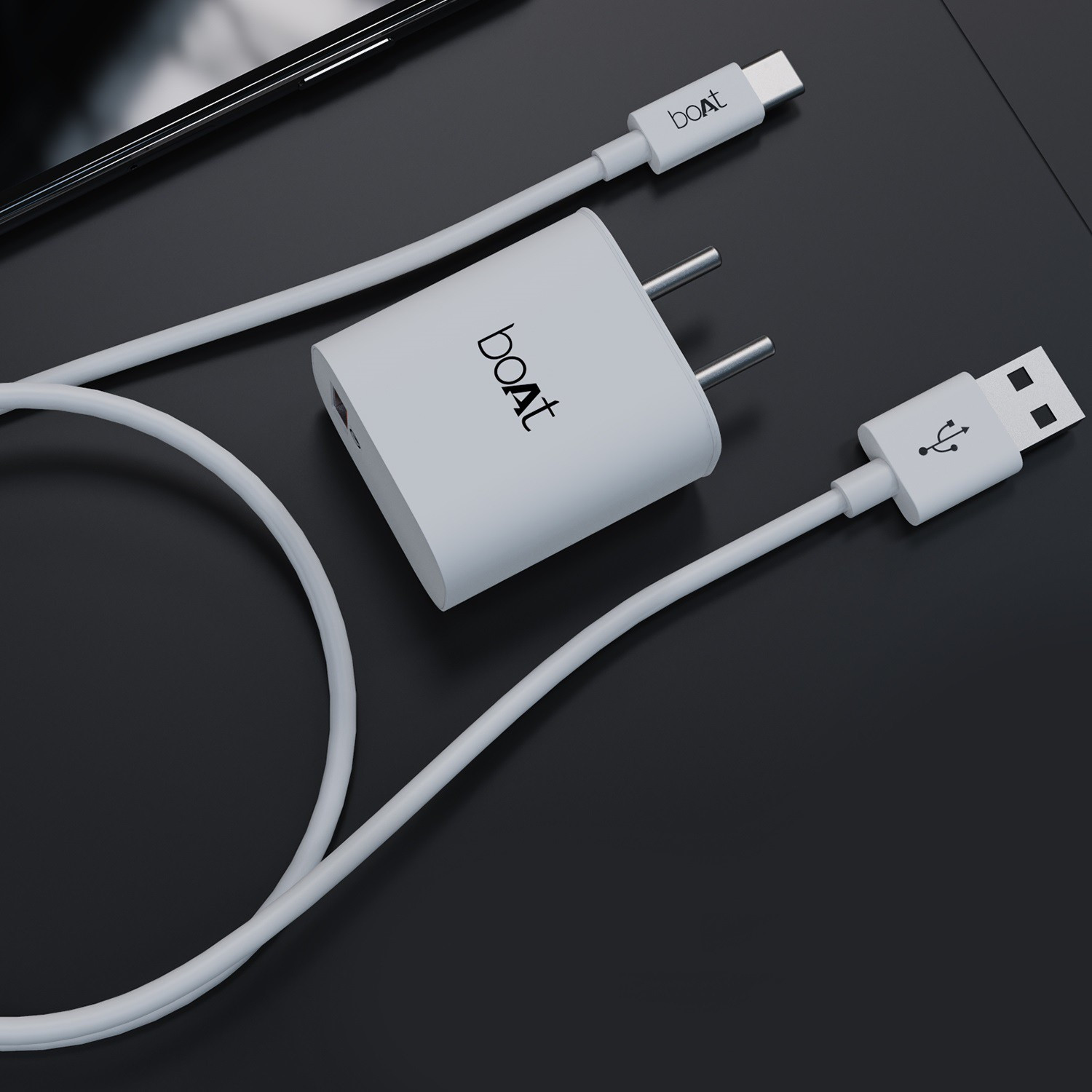 boat-wcd-qc3a-with-type-c-cable-original-imafugptsbjcvhnf-1.jpeg boAt 18W Power WCD QC3A Charger combo (Type C ) (White, Cable Included) - Image 1