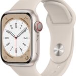 Apple Watch Series 8, 41mm GPS + Cellular ECG app, Temperature sensor, Crash Detection  (Starlight Sport Strap, Regular)