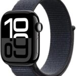 Apple Watch Series 10 GPS 42mm Jet Black Aluminium with Ink Sport Loop  (Ink Strap, Free Size)