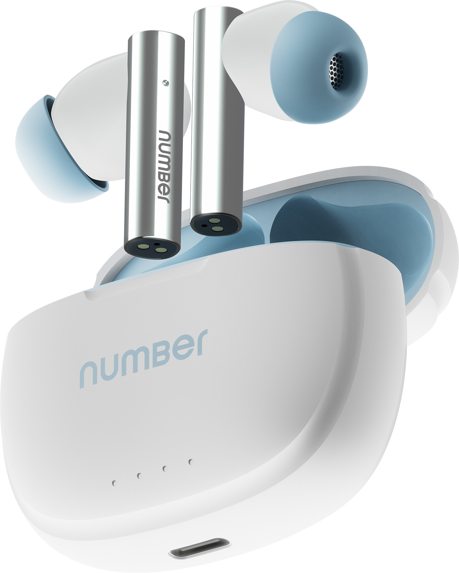 original-imah8ufgawdt8kqe-1.jpeg Number Navo Buds X1 w/ 50H Playtime, Dual Pairing, 13mm Speakers, ENC, 45ms Low Latency Bluetooth (White Sky, In the Ear) - Image 1