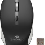 ZEBRONICS Jaguar Wireless Ambidextrous Optical Mouse Wireless Mouse, High Precision, 4 Buttons, Plug & Play Ambidextrous  (2.4GHz Wireless, Black)