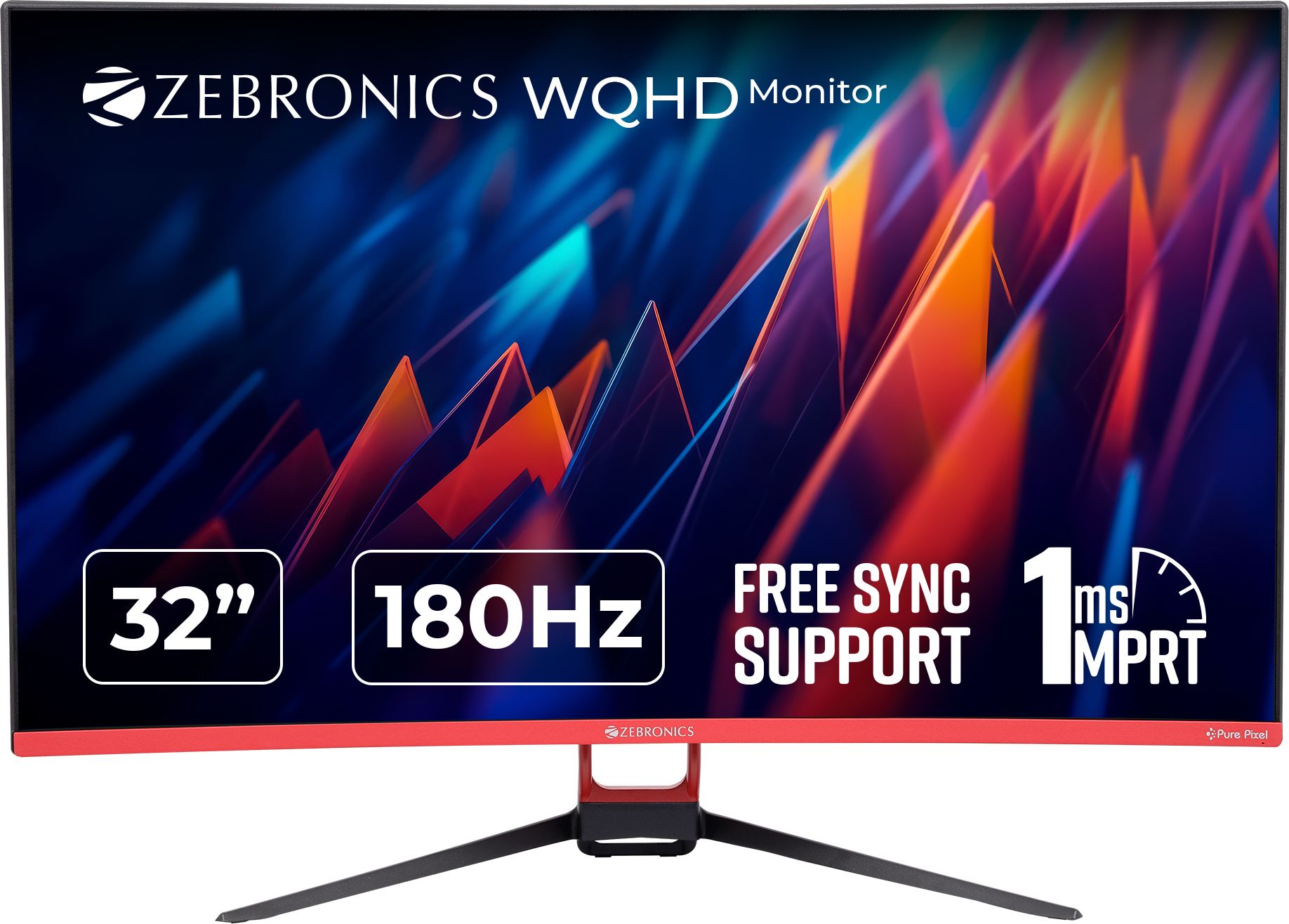 zeb-s32a-165hz-31-5-80-cm-2560-x-1440-pixels-wide-quad-hd-original-imahy75khjtywu24-1.jpeg ZEBRONICS 80.01 cm (32 inch) Curved WQHD VA Panel with HDR10, 1800R Curvature, 280 Nits Brightness, HDMI, DP, Built-in Speakers, Wall Mountable, Bezel less Gaming Monitor (ZEB-S32A) - Image 1