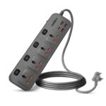 FRONTECH Power Extension Socket | 2500W Heavy Duty Extension Board with 4 Universal Sockets, 3 USB-A + 1 USB-C Ports, Individual Switches, 3 Meter Copper Cable | 1 Year Warranty (FT-3566)