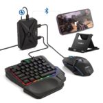 Frontech 4-in-1 Gaming Combo | RGB 35-Key Keyboard + 3200 DPI Mouse + BT 5.4 Converter + Foldable Mobile Holder | Anti-Ghosting | Wired Setup for Android Gaming (KB-0008PC)