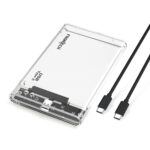 Frontech 2.5-Inch SATA External HDD/SSD case, Transparent Tool-Free Enclosure, High-Speed USB Type-C 3.1 Interface, Supports up to 6TB, 5Gbps (NC-0086)