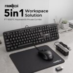 Frontech 5-in-1 Wired Keyboard & Mouse Combo with 4-Port USB Hub, Type-C to USB 3.0 Converter & Mouse Pad, 104 Keys,1000 DPI Optical Mouse, Full-Size Ergonomic Design, 1 Year Warranty, Black (FT-1692PC) - Image 2