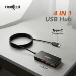 Frontech 4-in-1 USB Hub | Type-C to 4× USB 2.0 Ports | 480Mbps Data Transfer | 1.5m Long Braided Cable | Plug & Play | Compact & Lightweight Design | Laptop, PC & Tablet Compatible | 1 Year Warranty (NC-0083) - Image 2