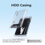 Frontech 2.5-Inch SATA External HDD/SSD case, Transparent Tool-Free Enclosure, High-Speed USB Type-C 3.1 Interface, Supports up to 6TB, 5Gbps (NC-0086) - Image 2