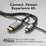 Frontech Type-C to HDTV Cable – 1.0m Braided Ultra HD 4K@60Hz Adapter Cable with Gold-Plated Connectors (NC-0087) - Image 2