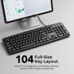 Frontech 5-in-1 Wired Keyboard & Mouse Combo with 4-Port USB Hub, Type-C to USB 3.0 Converter & Mouse Pad, 104 Keys,1000 DPI Optical Mouse, Full-Size Ergonomic Design, 1 Year Warranty, Black (FT-1692PC) - Image 3