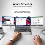 Frontech Dual Portable LED Monitor Laptop Screen Extender 14" Full HD IPS Display, Plug & Play, Foldable Design, Fits 13"-16" Laptops, USB Type-C, Matte Anti-Glare, 1-Year Warranty (MON-0025) - Image 3