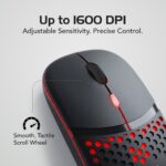 Frontech Rechargeable Wireless Bluetooth Mouse Red LED Backlight, 1600 DPI Type-C Fast Charging for PC, Laptop, Tablet, Dual Mode Silent Ergonomic Honeycomb Optical Mouse, 1 Year Warranty (MS-0077) - Image 3