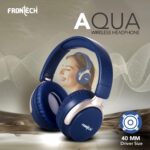 Frontech QHP-370 Wireless Headphones: 36HRS Playtime, 40mm Drivers, Dual Mode (BT 5.1 & AUX) - Deep Blue. (EF-0078) - Image 2