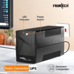 Frontech Electra 1KVA Static Converter UPS | 220–230V Input | 140–300V Wide Range | 12V/7Ah x2 Batteries | 4–10ms Transfer | LED Indicators | Overload, Overcharge & Discharge Protection | Generator Compatible | Supports Monitor, Router & CPU | 2566 - Image 3