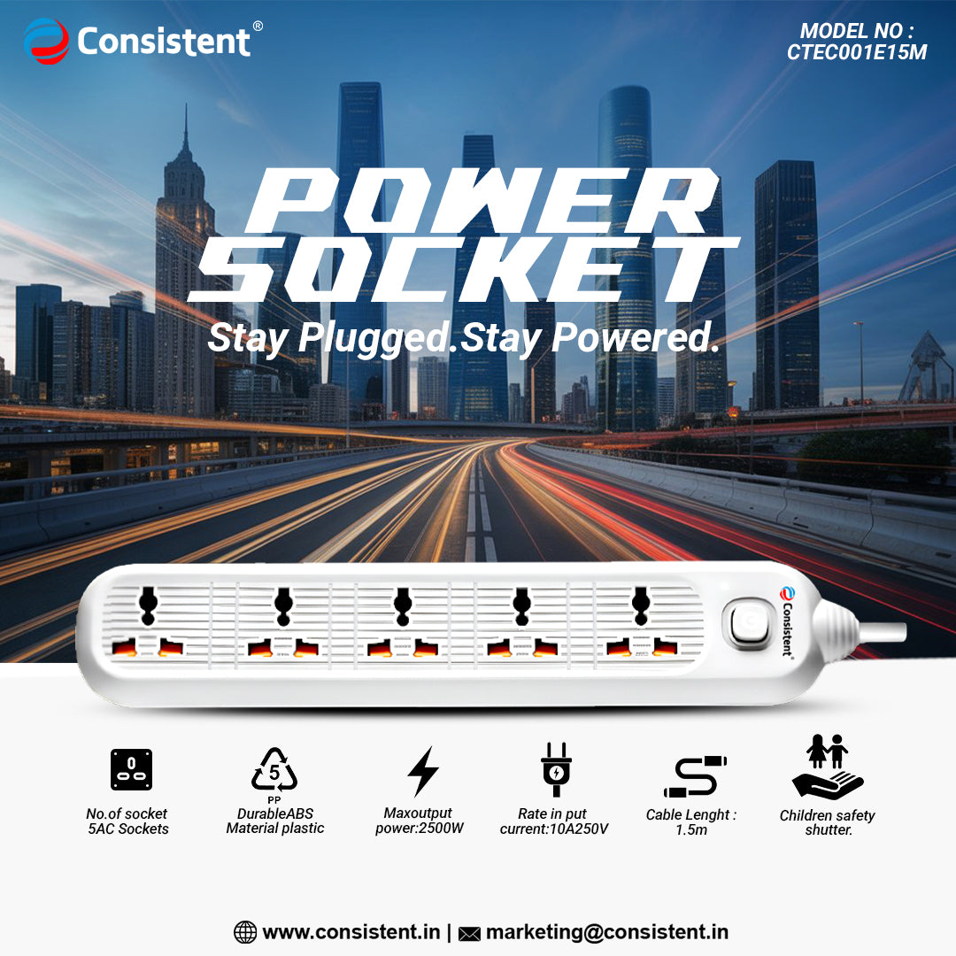 2_copy_d5aac671-7d4d-4c11-bc34-a4e9f49ebabe.jpg Consistent POWER SOCKET EXTENSION With 5AC Sockets 1.5m (CTEC001E15M) - Image 1