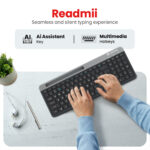 Lapcare Readmii 2.4GHz Wireless & Bluetooth 5.1 Rechargeable Keyboard with AI Assistant Key- Black (LWK-816) - Image 3