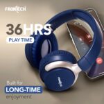 Frontech QHP-370 Wireless Headphones: 36HRS Playtime, 40mm Drivers, Dual Mode (BT 5.1 & AUX) - Deep Blue. (EF-0078) - Image 3