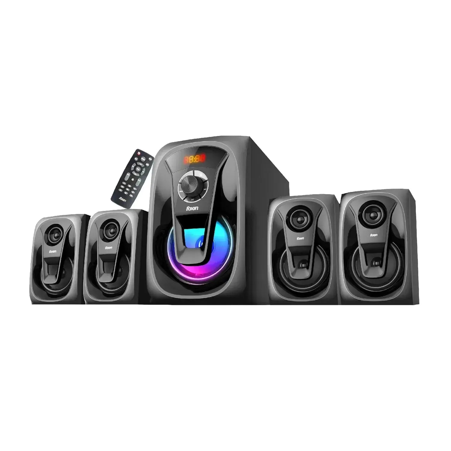 5400_1_10aec92984ecd61e_d4ee51858126b7db.jpg Foxin FMS 5400 Bluetooth 90 Watt 4.1 Home Theater with FM/USB/AUX/USB/SD/TV Support, Remote Control, Karaoke Support Wireless Mic & Stylish Design - Image 1