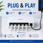 Consistent Desktop 5 Port Ethernet GIGASwitch (CT-DS-05PG) 5V/1A Power Suppy, 10/100/1000Mbps Speed, Forwarding Rate 0.744Mbps, 10 Gbps Bandwidth, IEEE802.3,IEEE802.3u Network. - Image 3