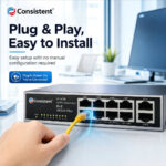 Consistent 8+2 Uplink Giga PoE Switch (C-8P-2UG) | AI PoE Watchdog | 250m Range - Image 3
