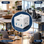 AAGO 6 in 1 Extension Cord with 20W Type-C PD & QC Fast Charging 2 Meter (AG-C23AC001) - Image 3