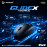 Consistent Glidex Wired Optical Mouse (CTMO201) – 1200 DPI, Plug & Play USB (Glidex (CTMO201))