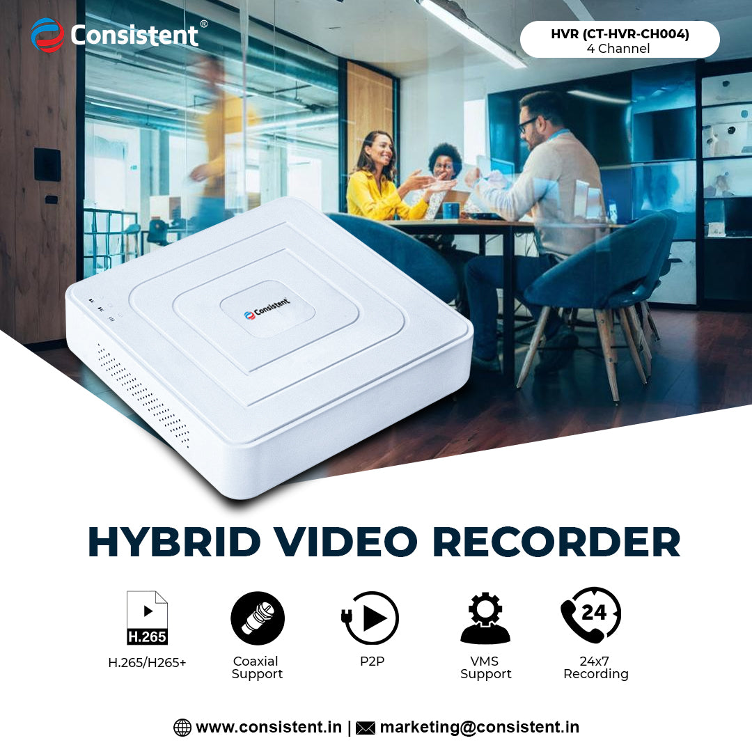 HVR04CHANNELcopy_jpg.jpg Consistent 4 Channel 5-in-1 Hybrid Video Recorder (HVR) for Security Cameras | 5MP/4MP/1080p Universal HD Digital Surveillance DVR NVR | Supports Analog, TVI, CVI, AHD & IP Cameras - Image 1