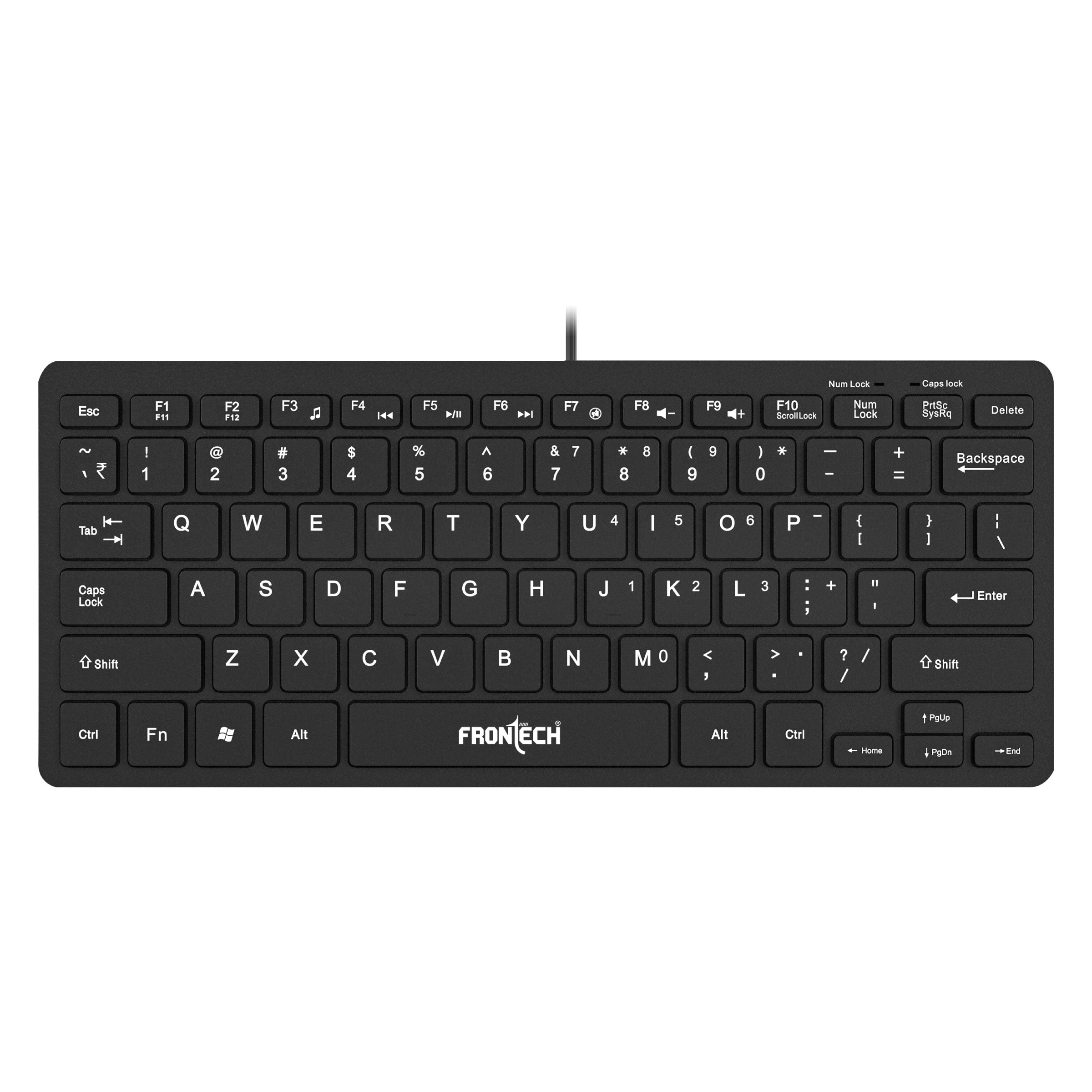 KB0041_1.jpg Frontech Wired Mini Keyboard |78 Standard Keys |USB Plug & Play| Ergonomic Keyboard|1 year warranty - Image 1