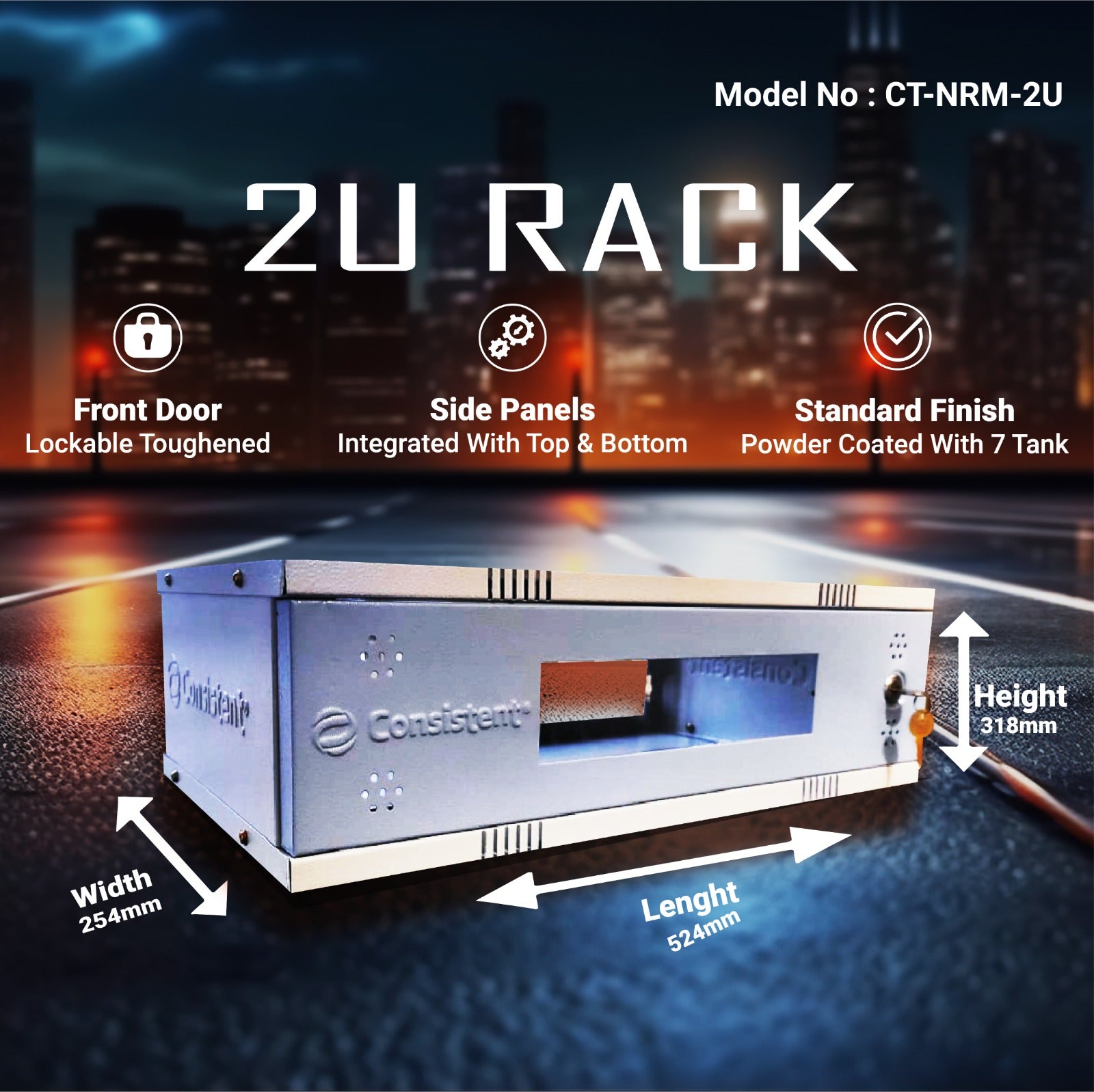 Rack2U.jpg Consistent Wall Mount DVR 2U Rack for DVRs/NVRs/Switches Metal Body 2U Size (White&Gray) - Image 1