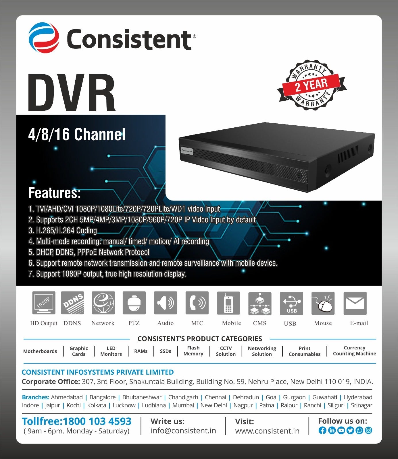 WhatsAppImage2026-01-22at6.03.04PM.jpg Consistent 16 Channel DVR 1080P High Resolution Output for CCTV Cameras with 2 Year of Warranty - Image 1