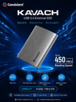 Consistent KAVACH 2TB USB 3.0 External SSD – Up to 450MB/s Read Speed CTS2BSMU
